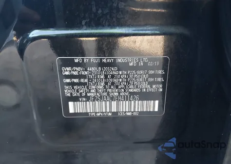 2014 Subaru Forester 2.5I из США, поврежденный, VIN JF2SJAAC7EH411426